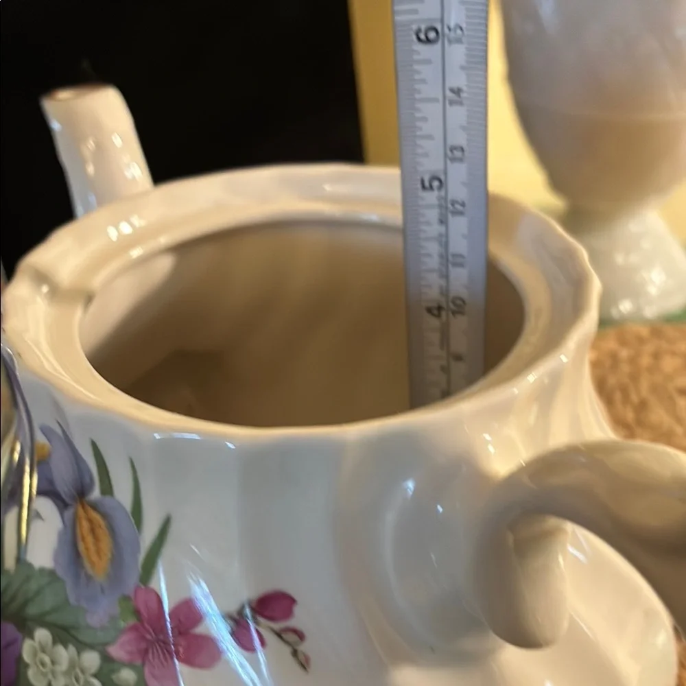 White and Purple floral Ceramic Tea pot